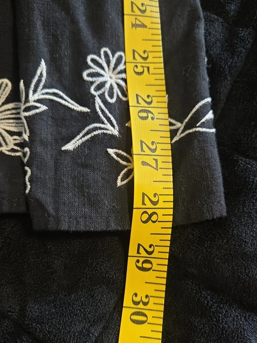 Treasure & Bond Embroidered Hem Cotton Midi Skirt Black A-Line Casual Sze M NWOT